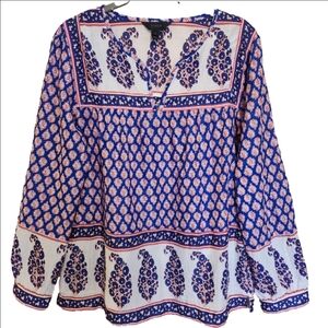 J. CREW FRENCH COUNTRY PEASANT PAISLEY COTTON LIGHTWEIGHT POPOVER TOP BLOUSE 6
